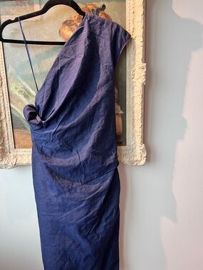 Emilio Pucci One-Shoulder Navy Blue Dress